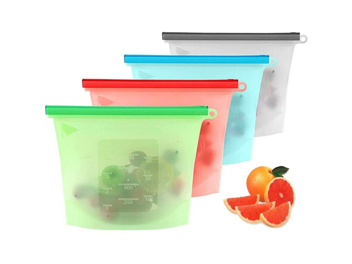 Juego JEIIBRZUI de 4 bolsas de silicona para guardar colores: Blanco, Verde, Azul, Rosa