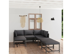 Conjunto de jardín de 7 piezas con cojines, ratán gris, DKD Home Decor