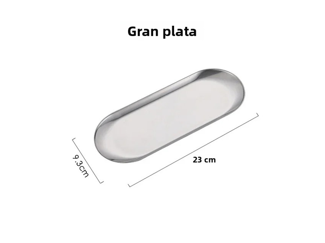 Plato llano de acero inoxidable dorado, plato para pastel de frutas y postre, juego de tenedor y cuchillo estilo occidental Mdug (plata L)