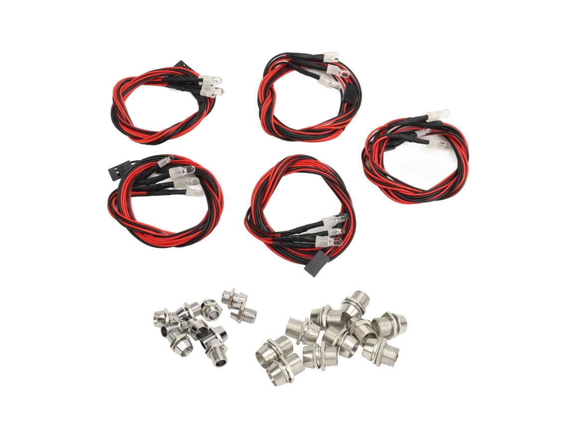 Kit De Luces Led Para Coche Rc, 4 Bombillas Blancas De 5 Mm Y Rojas De 3 Mm, Alto Brillo, Universal.
