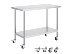 Mesa de Trabajo de Acero Inoxidable con Ruedas y Altura Ajustable Tekmaquinas