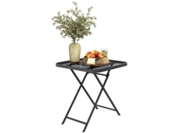 Mesa De Jardín Plegable 70x70 Cm, Mesa De Balcón Resistente A La Intemperie, Mesa Plegable Cuadrada Con Diseño Calado, Color Negro.