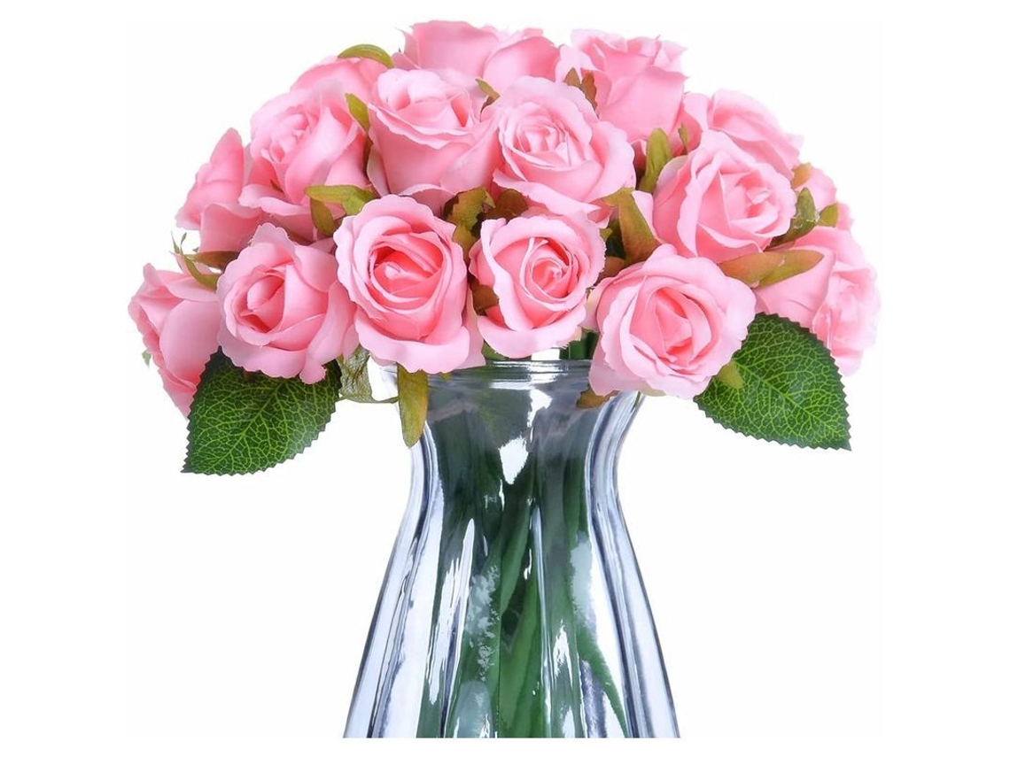 Ramo De Rosas Artificiales De Seda De 24 Cabezas Para Bodas En Casa (2 Paquetes De Rosas)