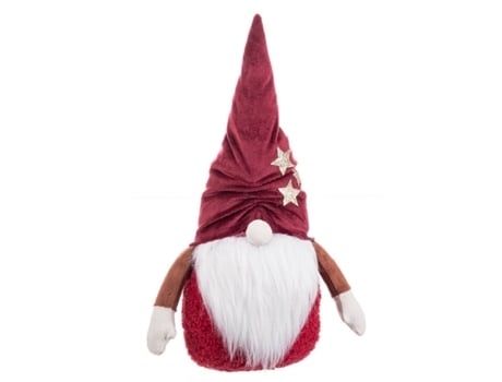 Adorno de Navidad BIGBUY CHRISTMAS Adorno Navideño Rojo Arena Tejido Tecido Blanco (18x18X35cm)