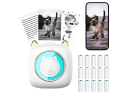 Impresora Térmica Bluetooth de Bolsillo con 10 Rollos de Papel de Impresión y 5 Rollos de Pegatinas, Compatible con iOS Android SIURN