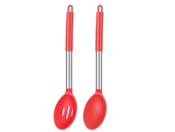 Cuchara de cocina de silicona grande de 2 uds, cuchara de hilvanado sólido antiadherente, utensilios de cocina resistentes al calor