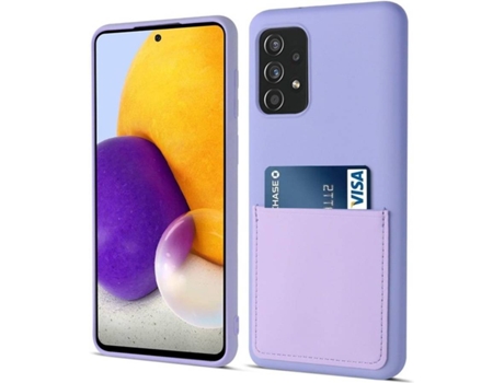 Funda y Protector de Pantalla Samsung Galaxy A72 HFS-HOUSE con Tarjetero Morado