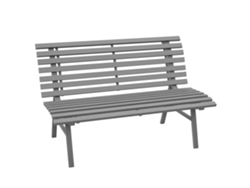 Banco de jardín para 2 personas, aluminio, asiento de listones, gris, 123x67x79cm