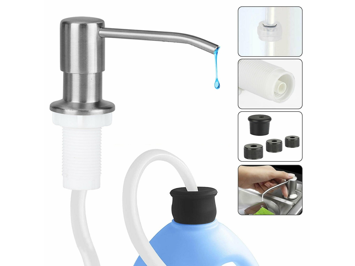 GIGIKILL Dispensador De Sabão De Lavamanho Cozinha Aço Inoxidável Mãos Bomba Líquida Garrafa Tubo1pcs Silver