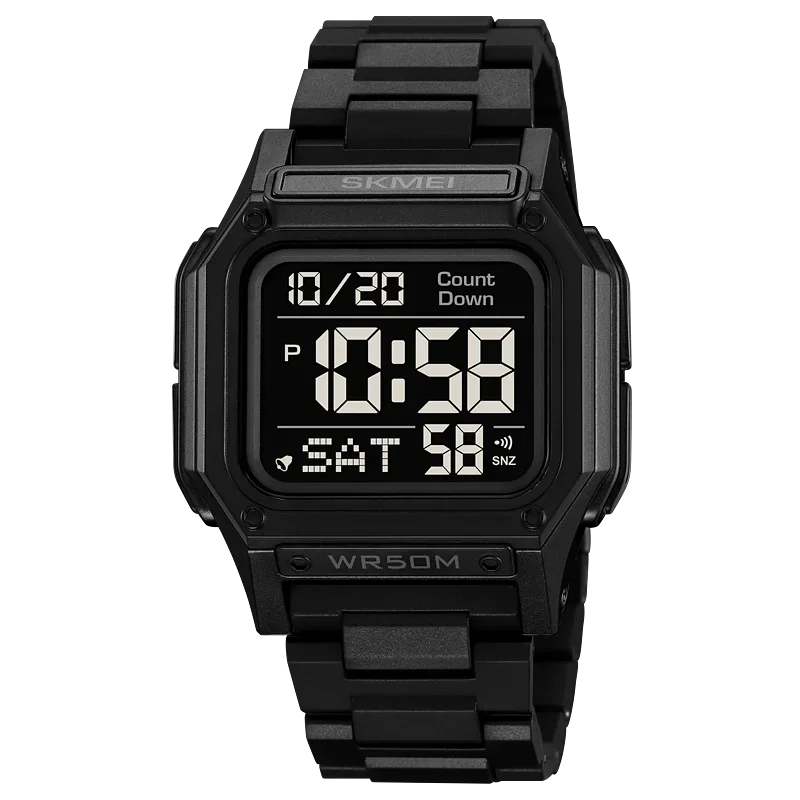 Reloj De Pulsera Deportivo Digital Con Cronómetro Retroiluminado Para Hombre (negro)