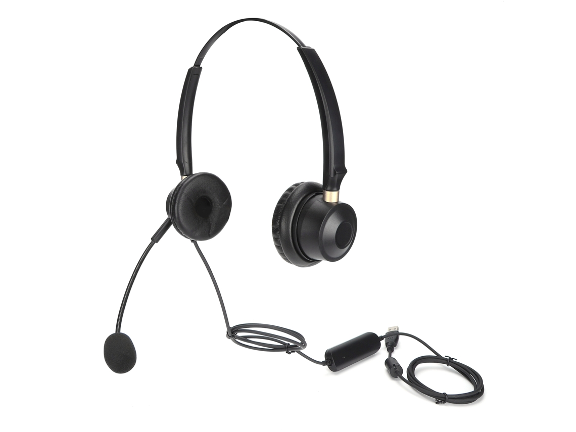 Auriculares Binaurales Para Teléfonos De Oficina Con Micrófono Y Control De Audio Usb.