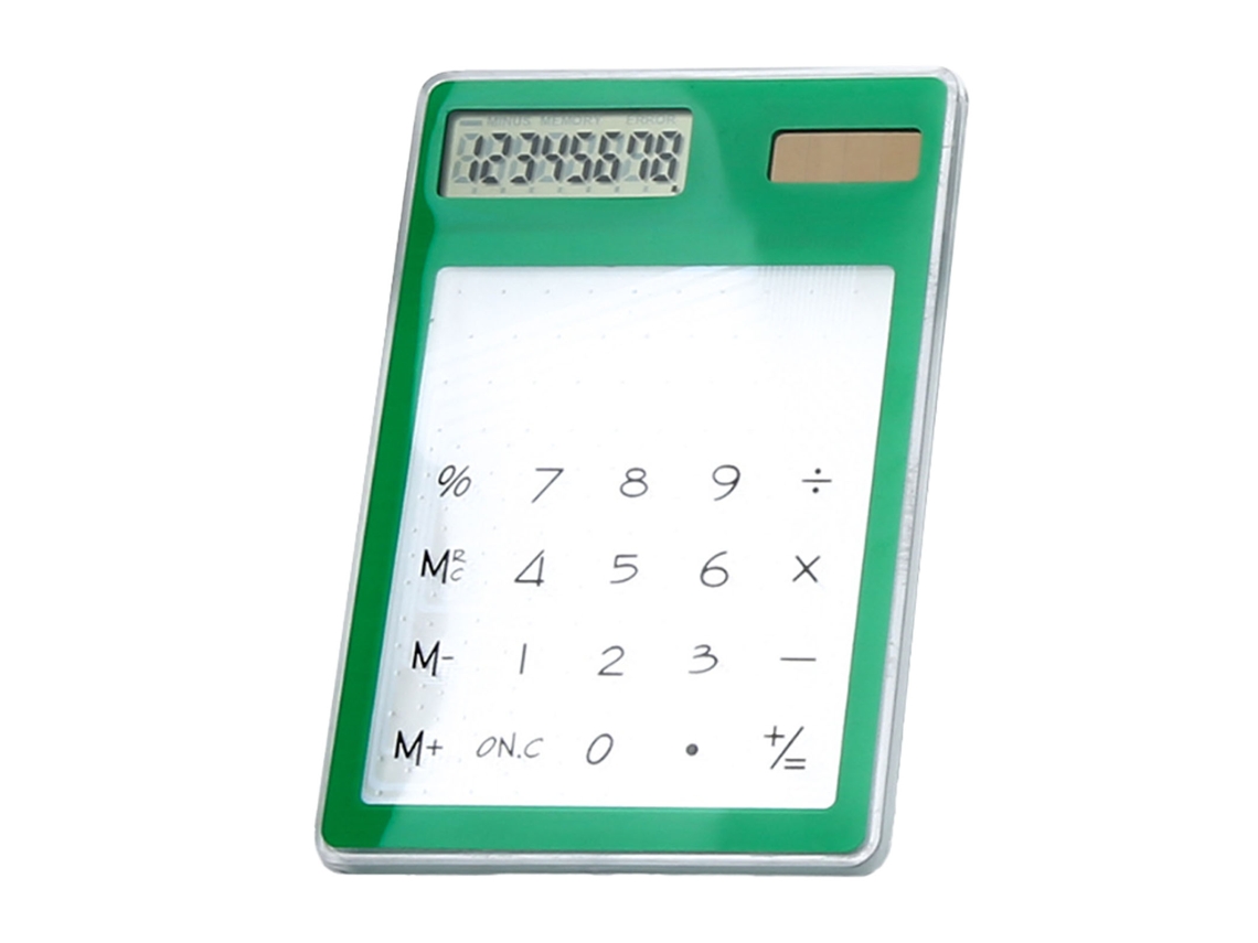Calculadora Solar Transparente Pantalla Táctil 8 Dígitos Lcd Portátil Para Oficina Escuela Hogar Verde