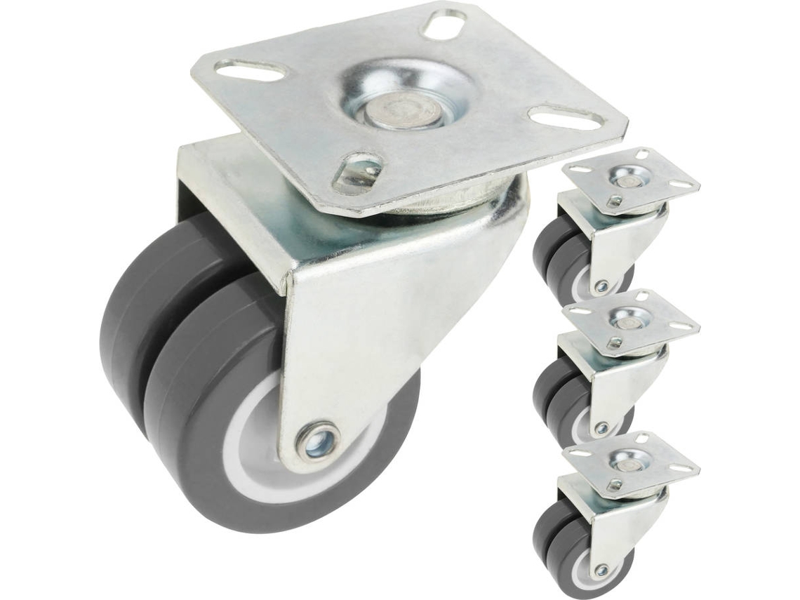 Conjunto de 4 Ruedas Duplas Pivotantes PRIMEMATIK.COM Poliuretano y PVC (50mm - Sin Freno)