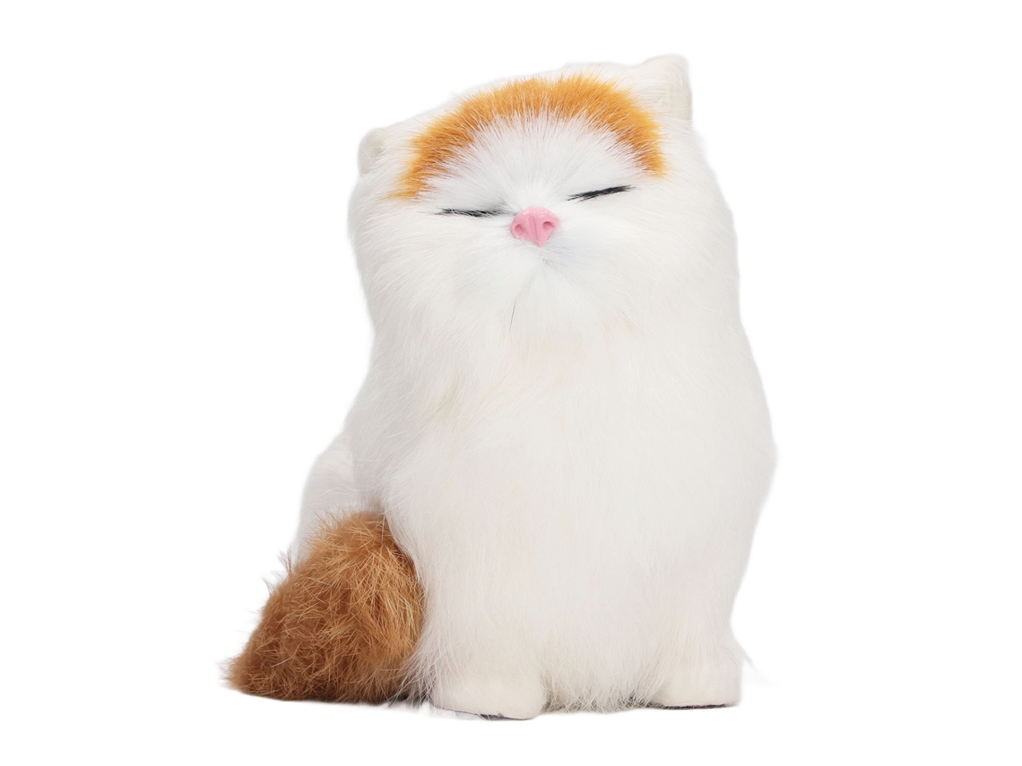 Ats-estatsua De Gatso De Pelo Sintético Para Hogar, Figurilla Cachorro Simulada Bonita Y Exquisita, Decoración De Ventana Con Ojos Cerrados