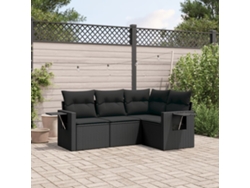 Conjunto de sofás de jardín de 4 piezas DKD Home Decor con cojines de mimbre negros