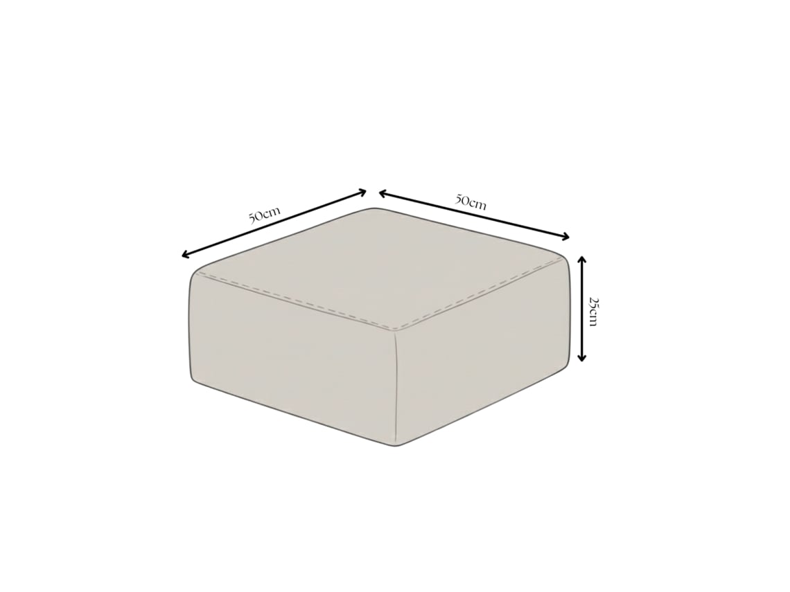 Puf Cuadrado 50x50 Cm En Terciopelo Beige