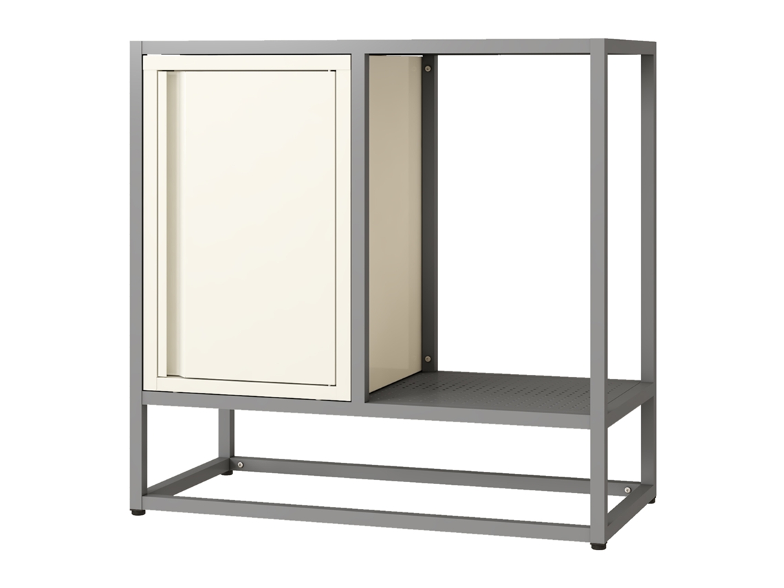 Aparador Burlöv con puerta de acero 70x72x35 cm Gris/Blanco [EN.CASA]