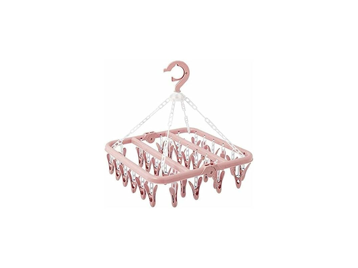 Percha Para Ropa Interior Con 32 Pinzas – Plegable Y Resistente Al Viento – Para Ropa De Bebé Y Calcetines
