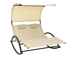 Tumbona Doble con Toldo Textilene Color Crema