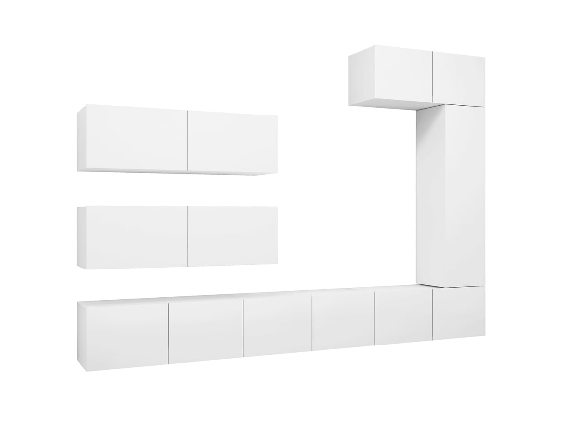 Conjunto de 7 muebles de TV de madera blanca - MAISON EXCLUSIVE