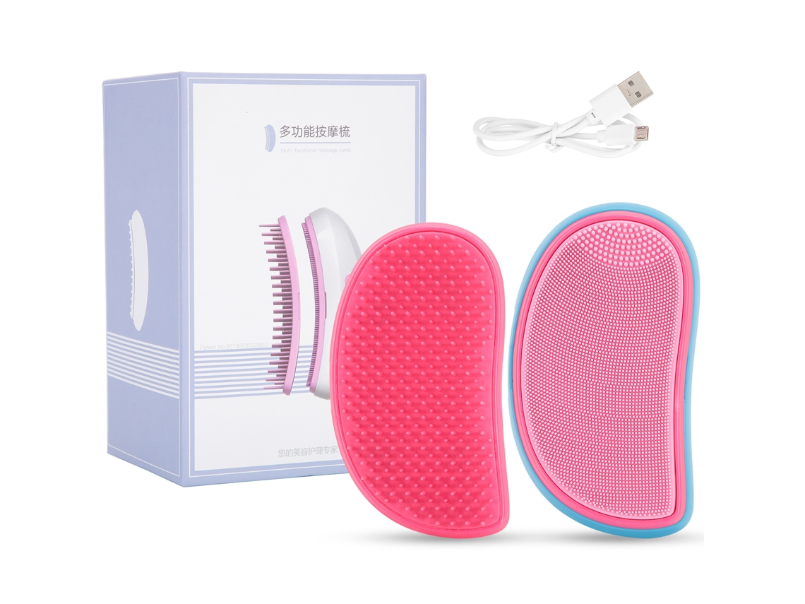 Cepillo De Limpieza Facial Eléctrico 2 En 1 Con Peine De Masaje, Multifuncional Y Portátil (rojo Azul)