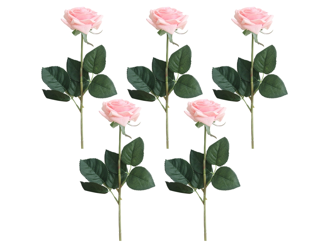 KOFIHETY 5pcs Rosas Falsas Flores Artificiales Ramo de Tallos Largos para Arreglos Boda Fiesta Decoración Hogar Cocina