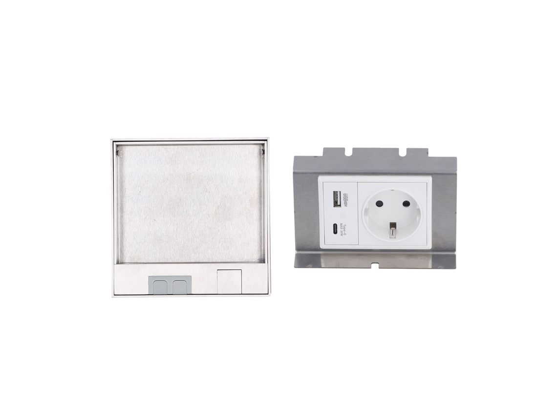 Cable de suelo empotrable impermeable 2026-as-toma con USB y tipo C, carcasa de acero inoxidable, 2 contactos