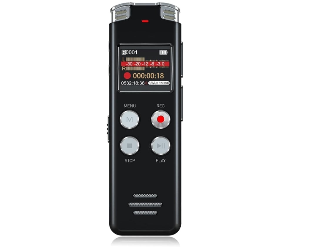 Grabadora de voz digital de 64 GB con grabación y reproducción activada por voz Máquina de dictado dictáfono recargable por USB con reproductor Mp3 Negro YEMAESRE