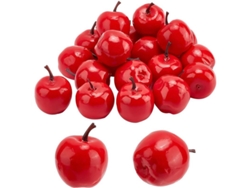 20 manzanas rojas en miniatura de 3,4 cm, artificiales, para decoración navideña y fotografía.
