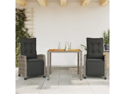 Conjunto de comedor de jardín de 3 piezas con cojines DKD Home Decor, ratán gris