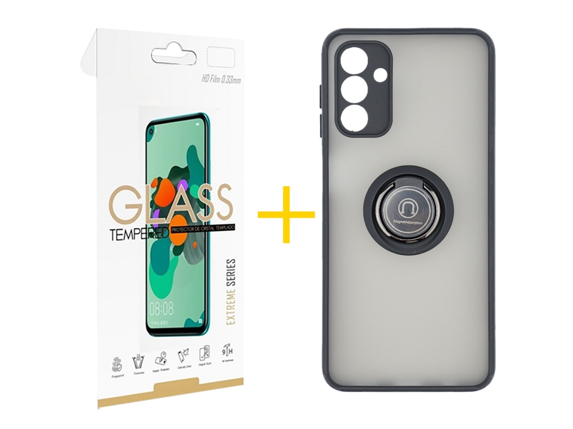 Pack 1 X Película de Vidrio Templado 2.5D + Funda SKYHE para Samsung Galaxy A36 5G Gel Bumper con Anillo Negro