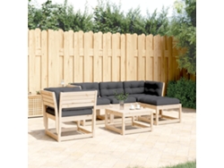 Conjunto de jardín de 5 piezas con cojines de pino macizo DKD Home Decor