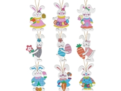 2026-adornos De Conejo De Madera Para Pascua Linjou 9, Decoraciones Colgantes Para Árbol De Pascua