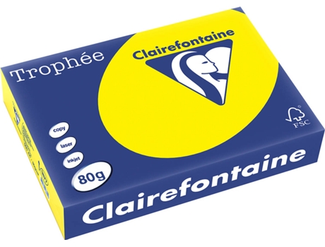 Papel CLAIREFONTAINE Copia, láser y chorro de tinta Trophée A4 80 gsm (500 Hojas - Amarillo)