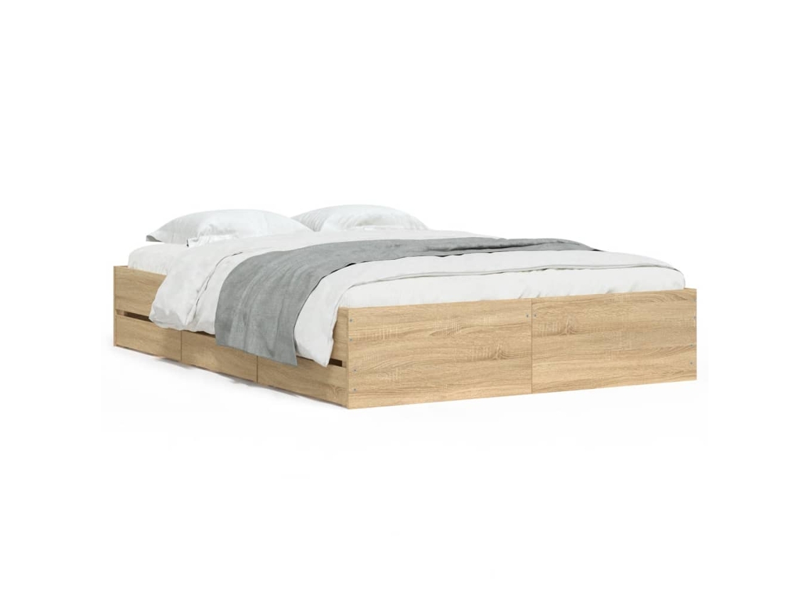 Maison Exclusive - Cama Con Cajones Madera Ingeniería Roble Sonoma 120x200 Cm