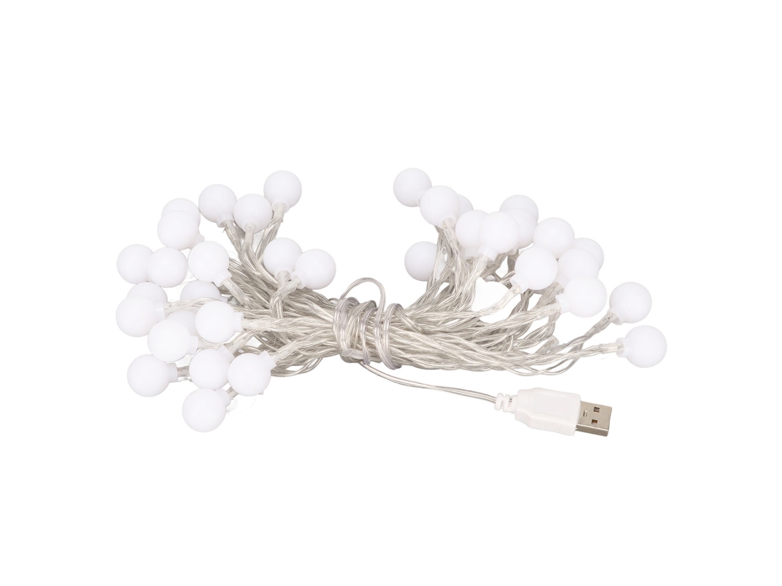 Guirnalda De Luces Led Usb Impermeables Con Forma De Bola, Luz Blanca Cálida, 6 M, 40 Luces Decorativas Para El Hogar, Bodas Y Fiestas.