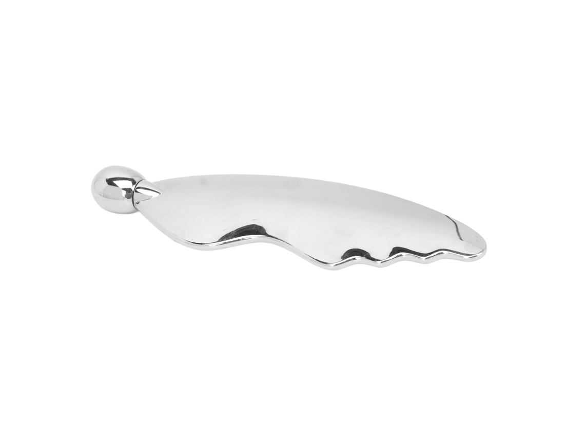 Rodillo 3D de doble punta para masaje facial de tejido profundo y modelado facial, plateado