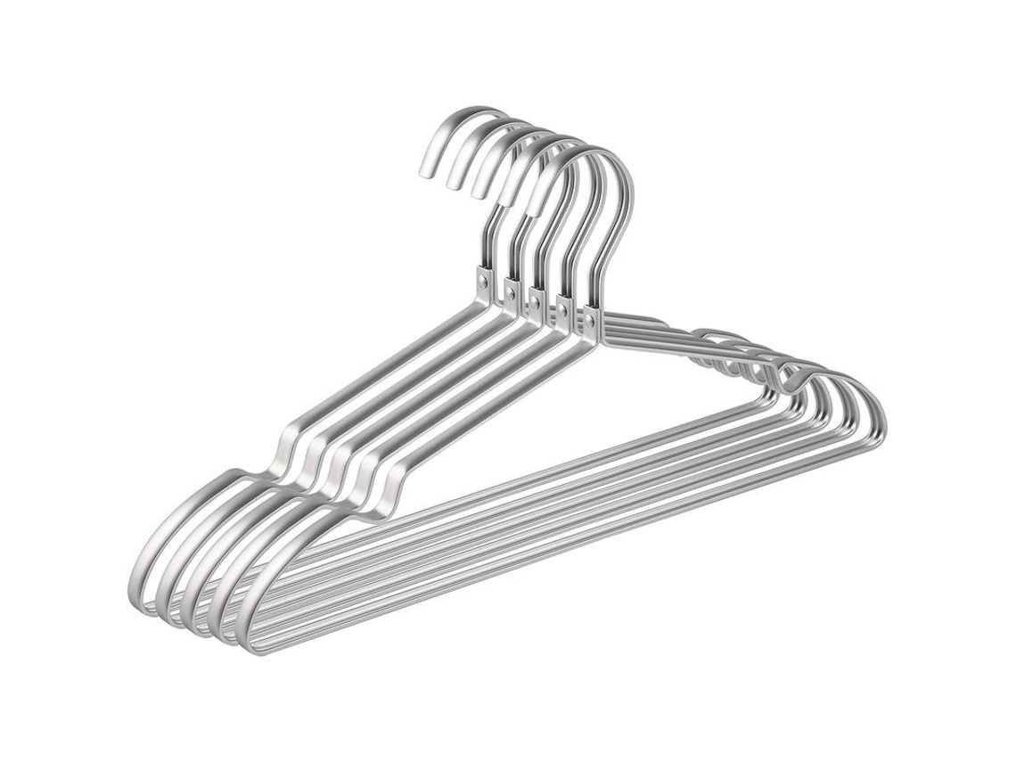 Juego De 10 Perchas De Aluminio, 42 Cm, Plata Mate, Antideslizantes, Duraderas Para Ropa.