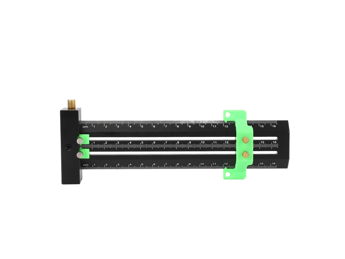Escuadra En T De Aleación De Aluminio Con Doble Aguja Para Trazar Líneas En Carpintería, 16 Cm, Verde