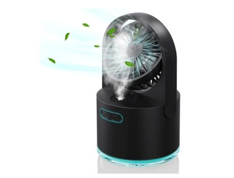 Mini ventilador de escritorio pequeño ventilador USB con ventilador de escritorio recargable de niebla con tanque de agua de 300 ml y 7 luces noctu...