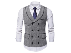 Chaleco De Hombre Mystdiy A Rayas Con Doble Botón, Estilo Casual De Negocios, Tallas S A Xl