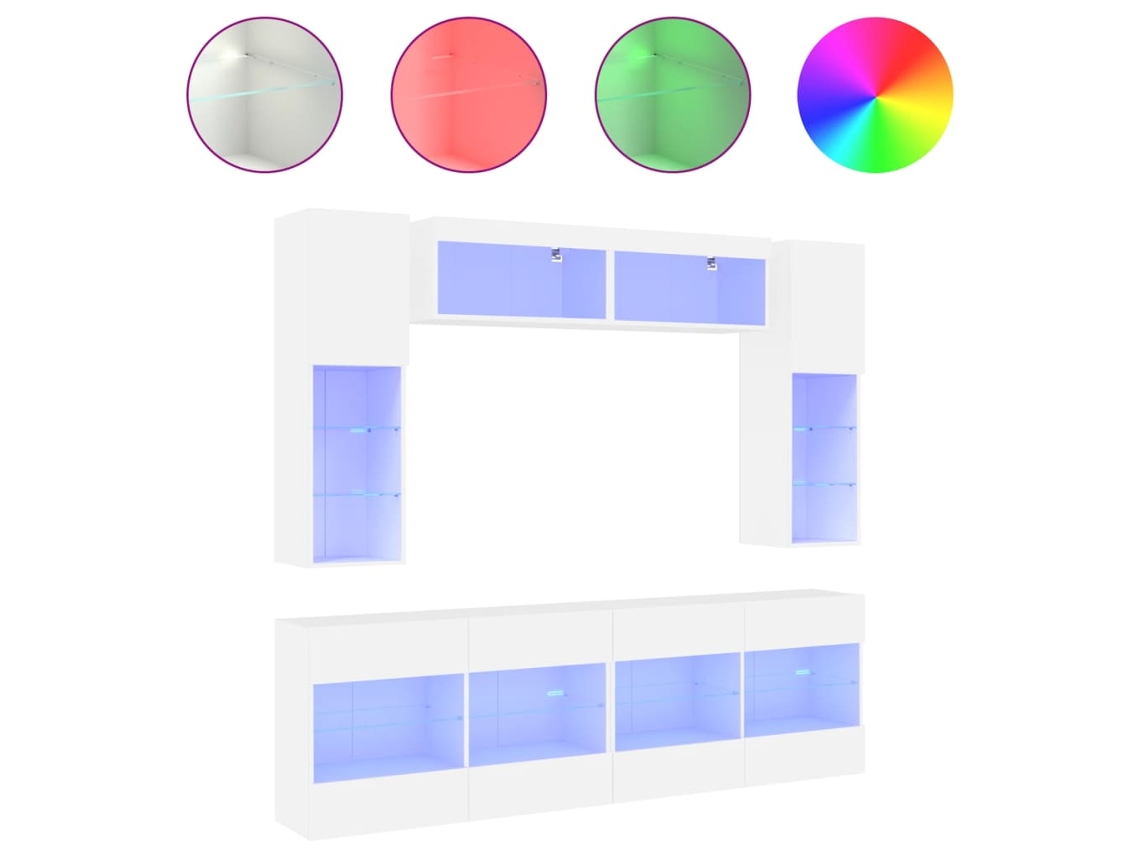Conjunto de 6 muebles de TV de pared con luces LED blancas MAISON EXCLUSIVE (95x95x45 cm)