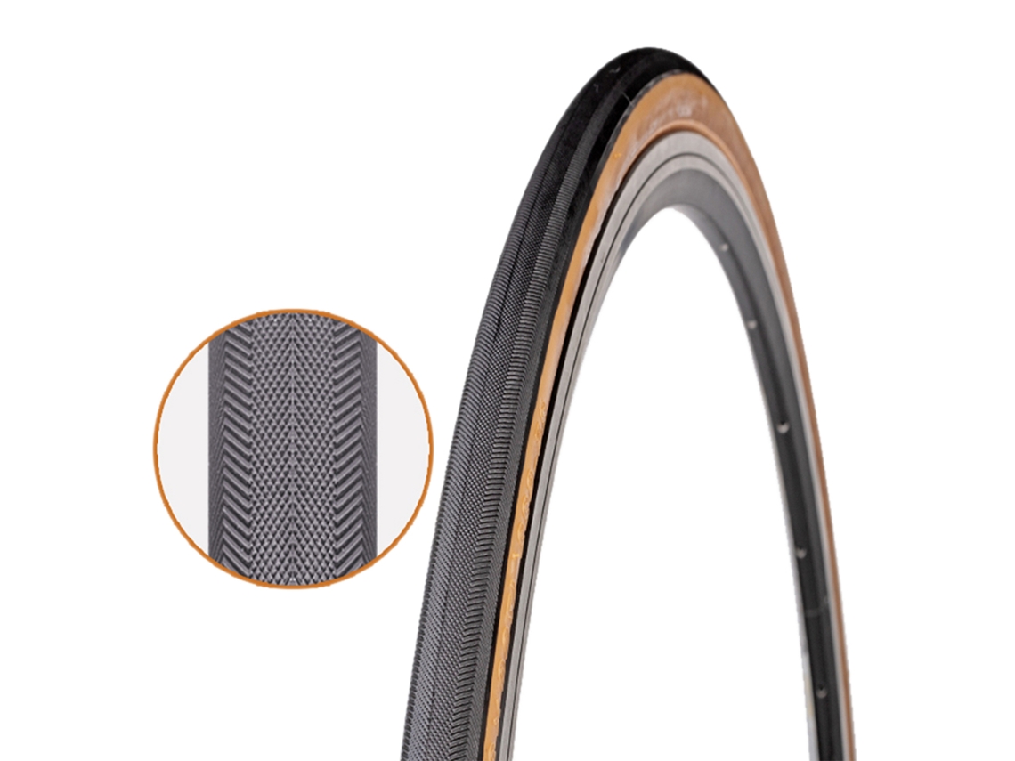 Neumático Para Bicicleta De Carretera 700x25c Con Resistencia A Los Pinchazos, Diseño Shark Skin, Flanco Amarillo Clásico.