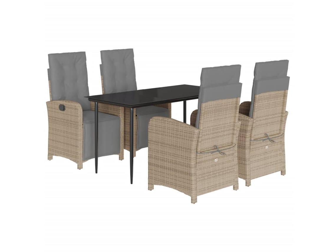 Maison Exclusive - Set Comedor De Jardín 5 Pzas Con Cojines Ratán Sintético Beige