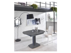 Mesa Extensible Kyoto en Vidrio Templado Gris Hasta 180Cm SOLOLED
