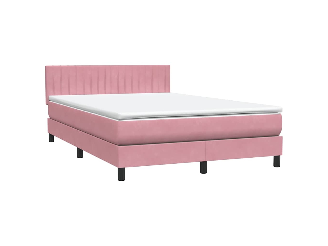 Maison Exclusive - Cama Box Spring Con Colchón Terciopelo Rosa 140x220 Cm