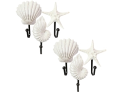Juego De 6 Gancho De Resina Blanco Decorativo