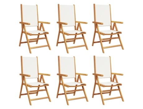 Conjunto 6 Silla De Jardín VIDAXL Blanco Madera