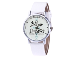 Reloj De Cuarzo Unisex Con Correa De Cuero Pu, Dial Con Letras, Zhoulianfa (blanco)