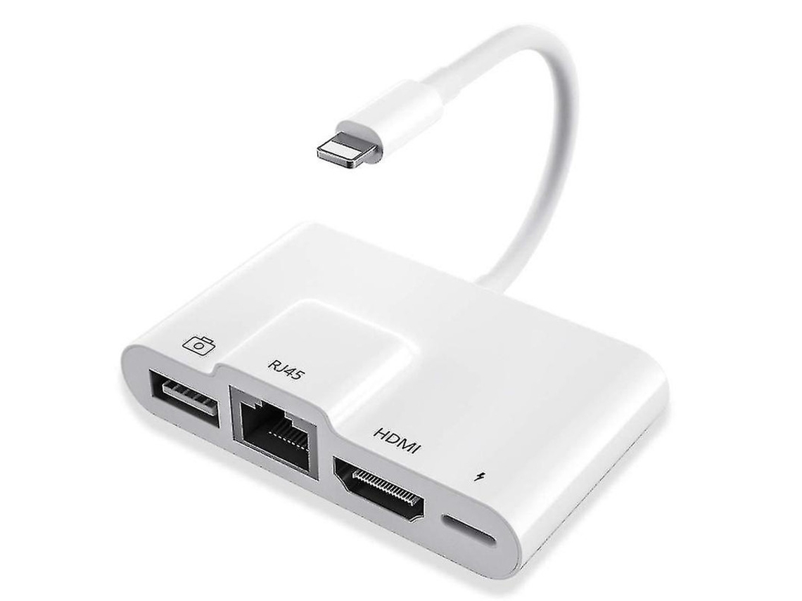 Adaptador de teléfono a HDMI 4 en 1, 1080p, 4K, Ethernet RJ45, puerto de alimentación, para teléfonos y iPads (blanco) Yizhood
